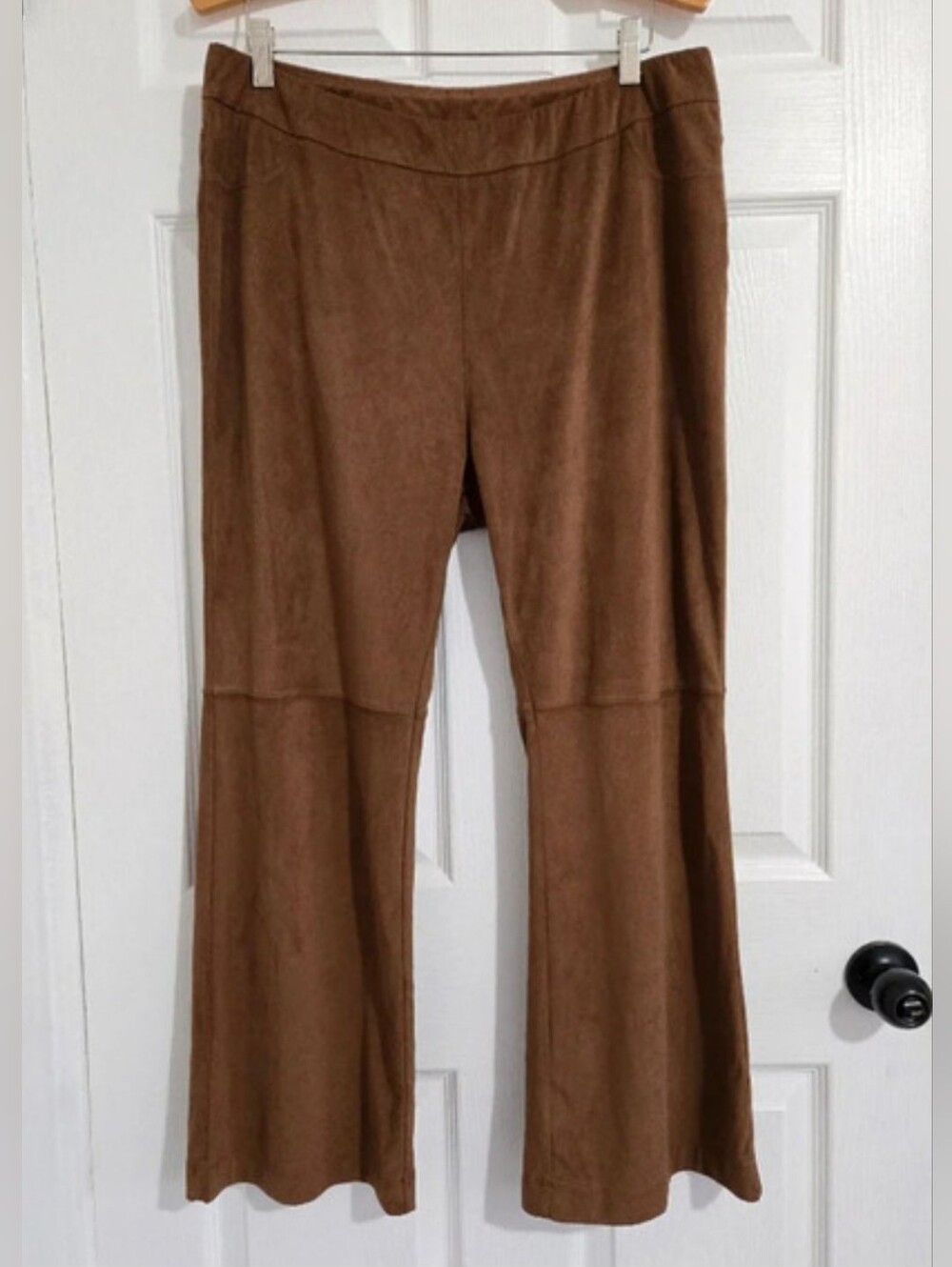 Soft Surroundings Faux Suede Brown Pull On Pants Straight Leg Size PL